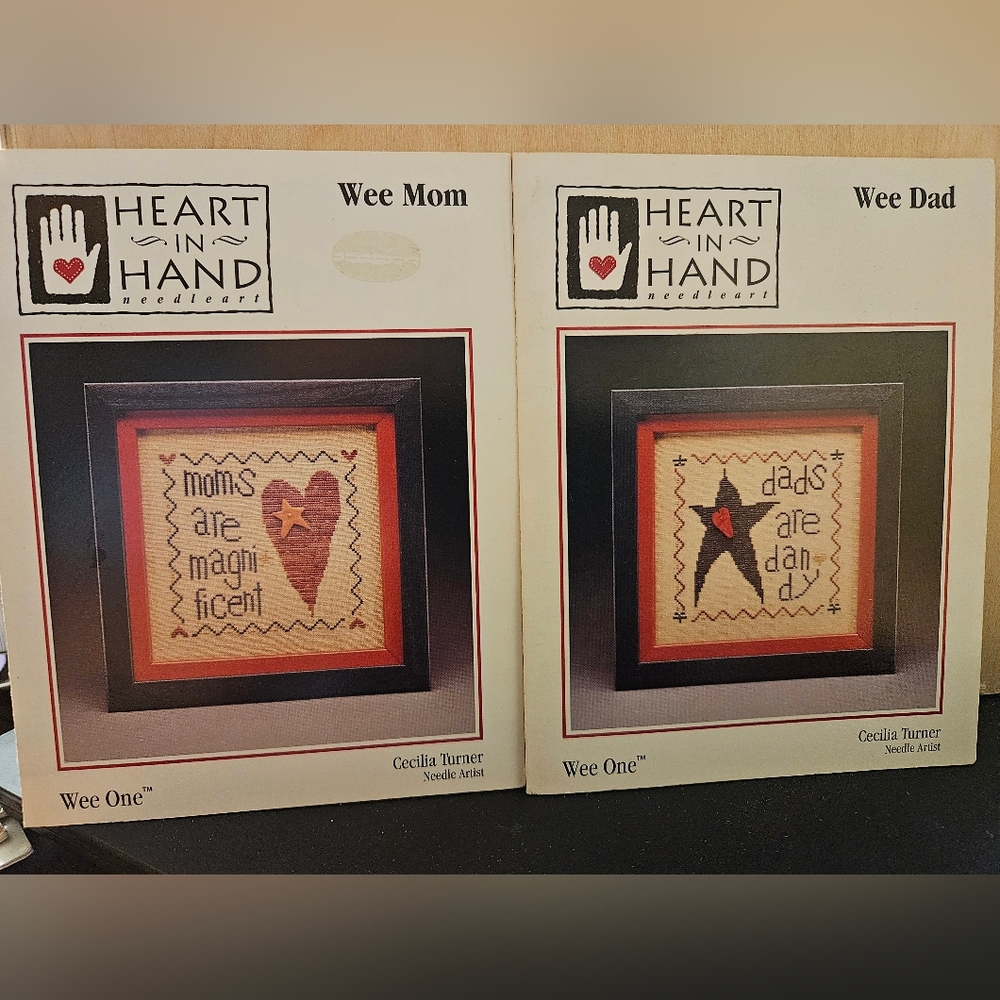Heart In Hand Dad Mom Counted Cross Stitch Charts